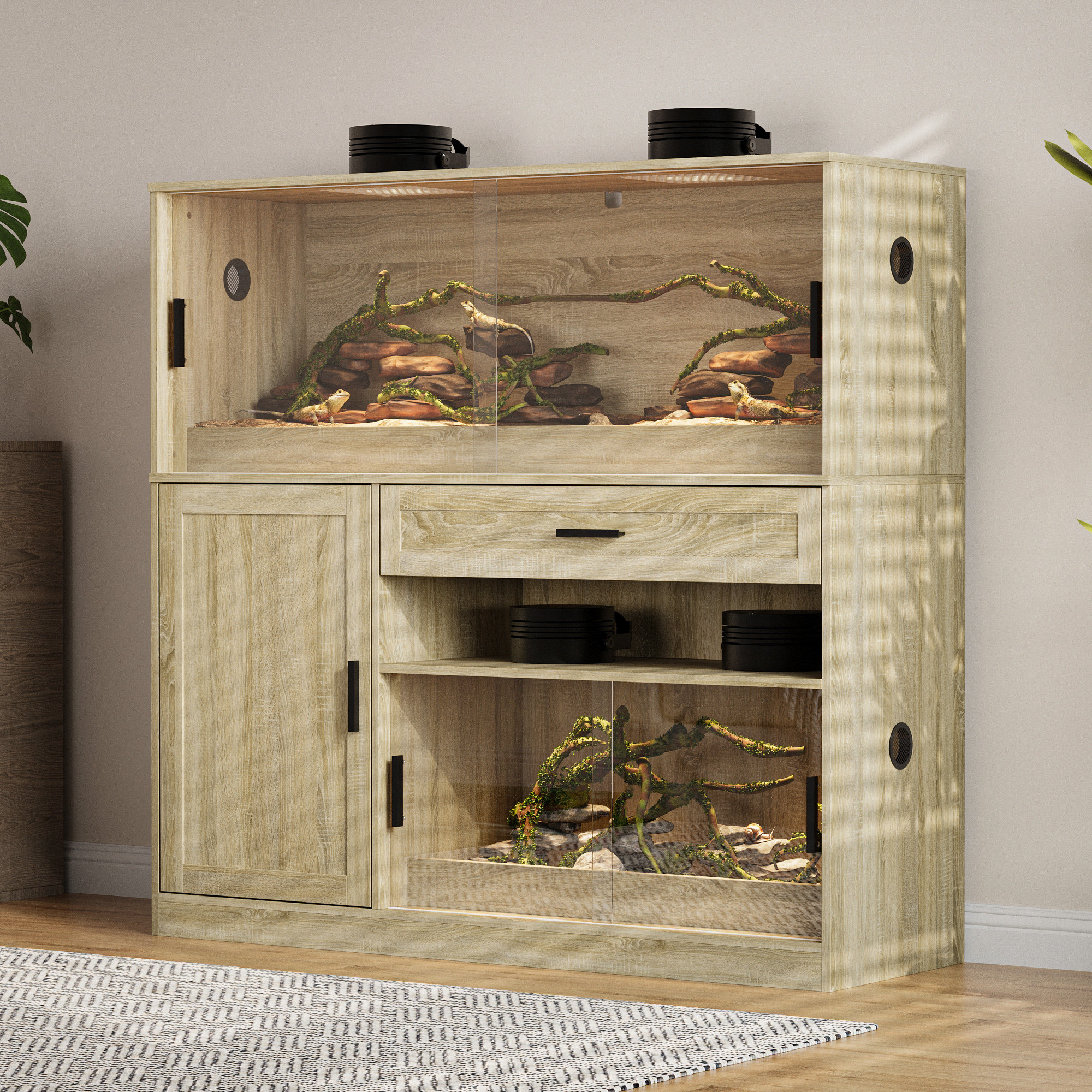 TRU-SPEC マルチカム Medium Short apartment Metaoutdoors Dual-Zone Reptile Terrarium With Tempered Glass